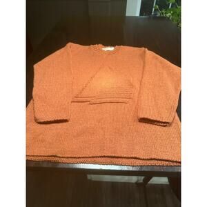 Vintage FLORA V-Neck Sweater, Sailboat Design, Made in USA-Rust-Size M